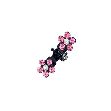 Pink Rhinestone Floral Mini Hair Claw